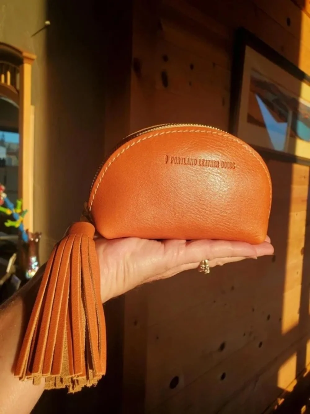 Portland Leather Taco Tassel Pouch in Evergreen Leather